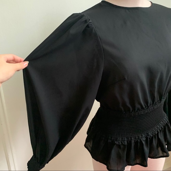 Lea & Viola Puffer-Sleeve Smocked Top - Picture 4 of 8